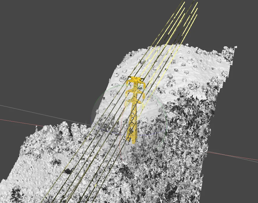 Nube de puntos LiDAR de un corredor de línea de transmisión eléctrica